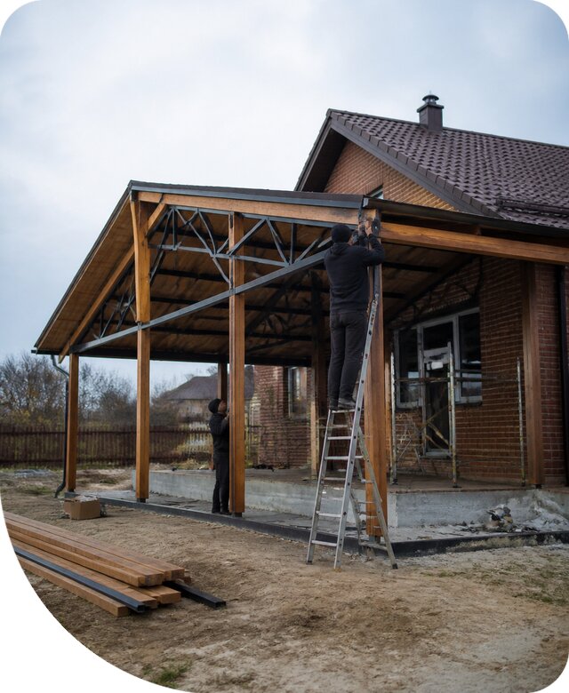 Пристройка навеса к дому и участку в Жигулёвске под ключ