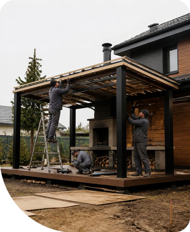 Навес для барбекю в Жигулёвске под ключ от проектирования до монтажа